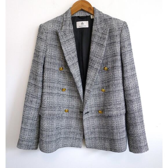 BABATON Tweed Linen-Blend Double-Breasted Index Blazer Jacket XS ARITZIA $228 - Picture 2 of 13